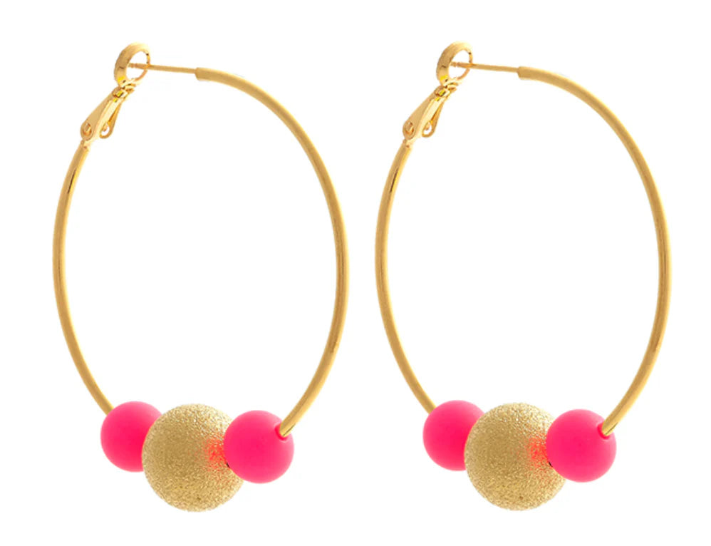 Large Pink Disco Hoopla Earrings