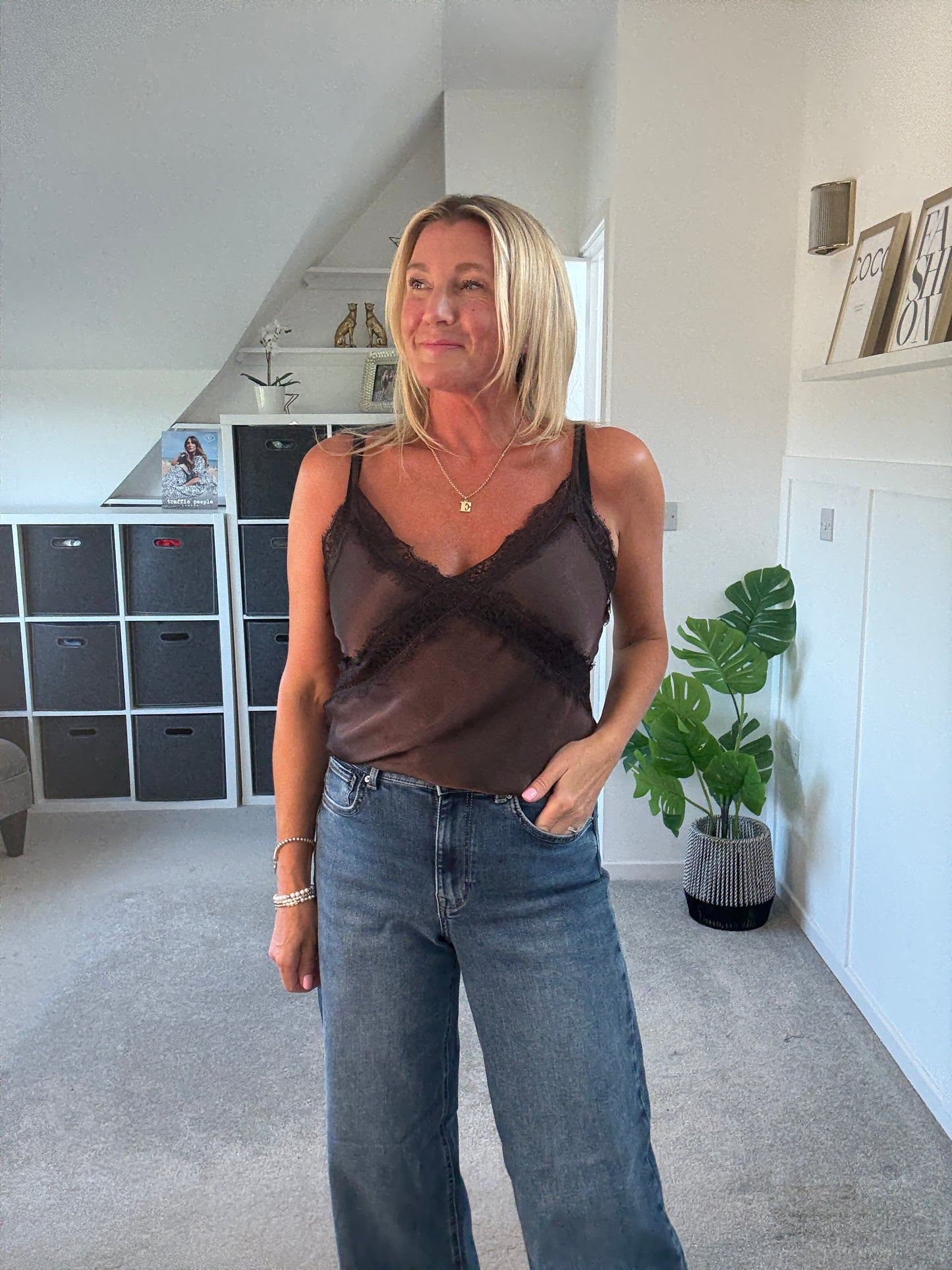 Lace Satin Cami Top