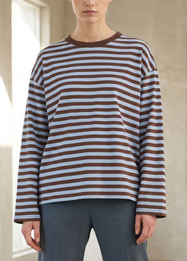 Chocolate/Cream Stripe Relaxed T Shirt