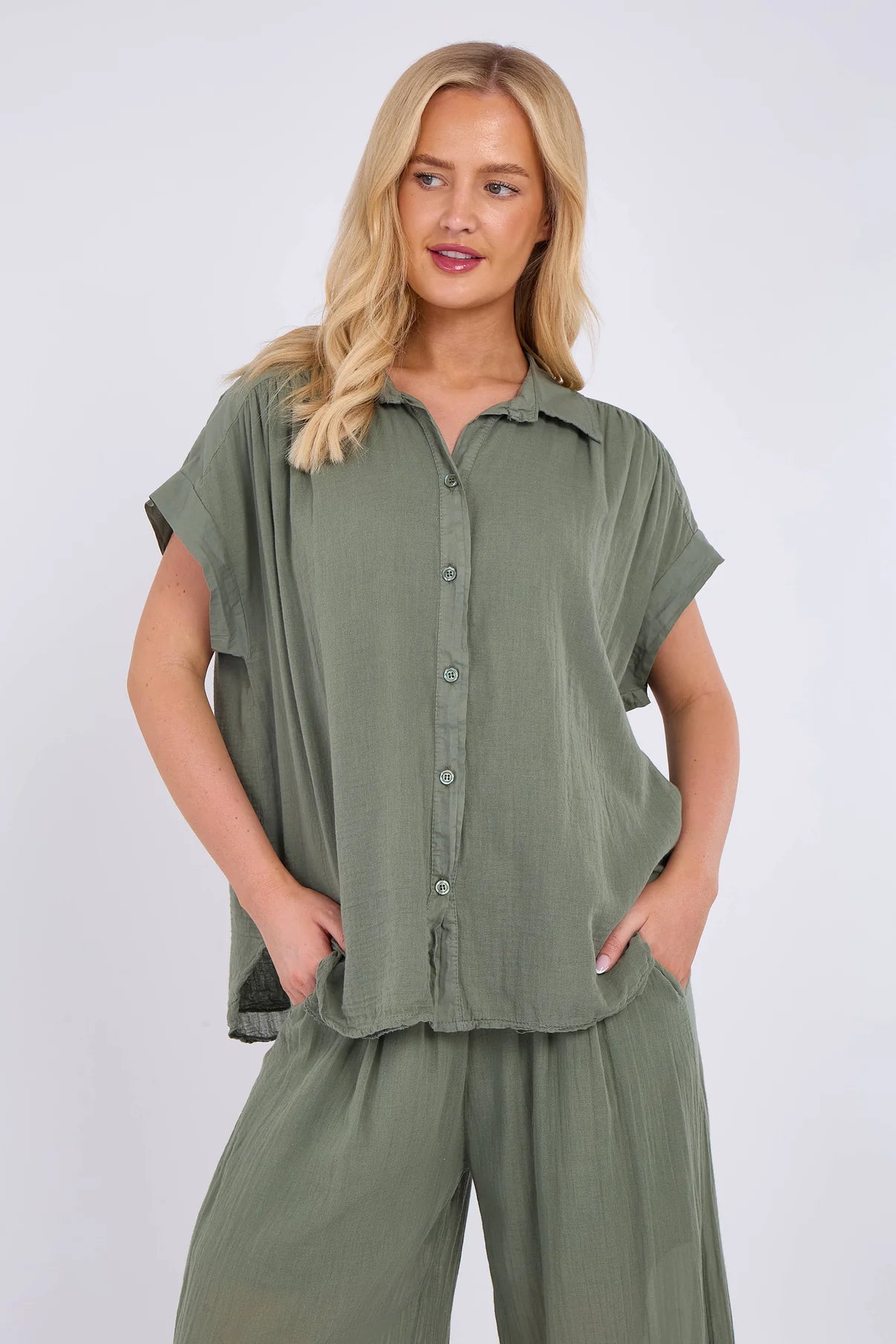 Navy Cotton Short Sleeve Shirt