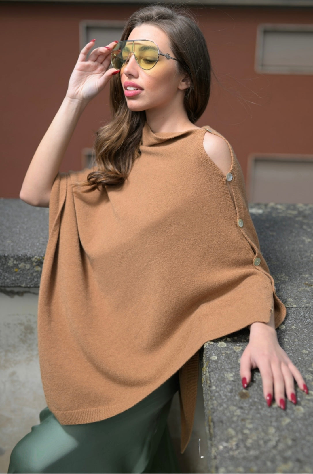 Poncho with Side Buttons