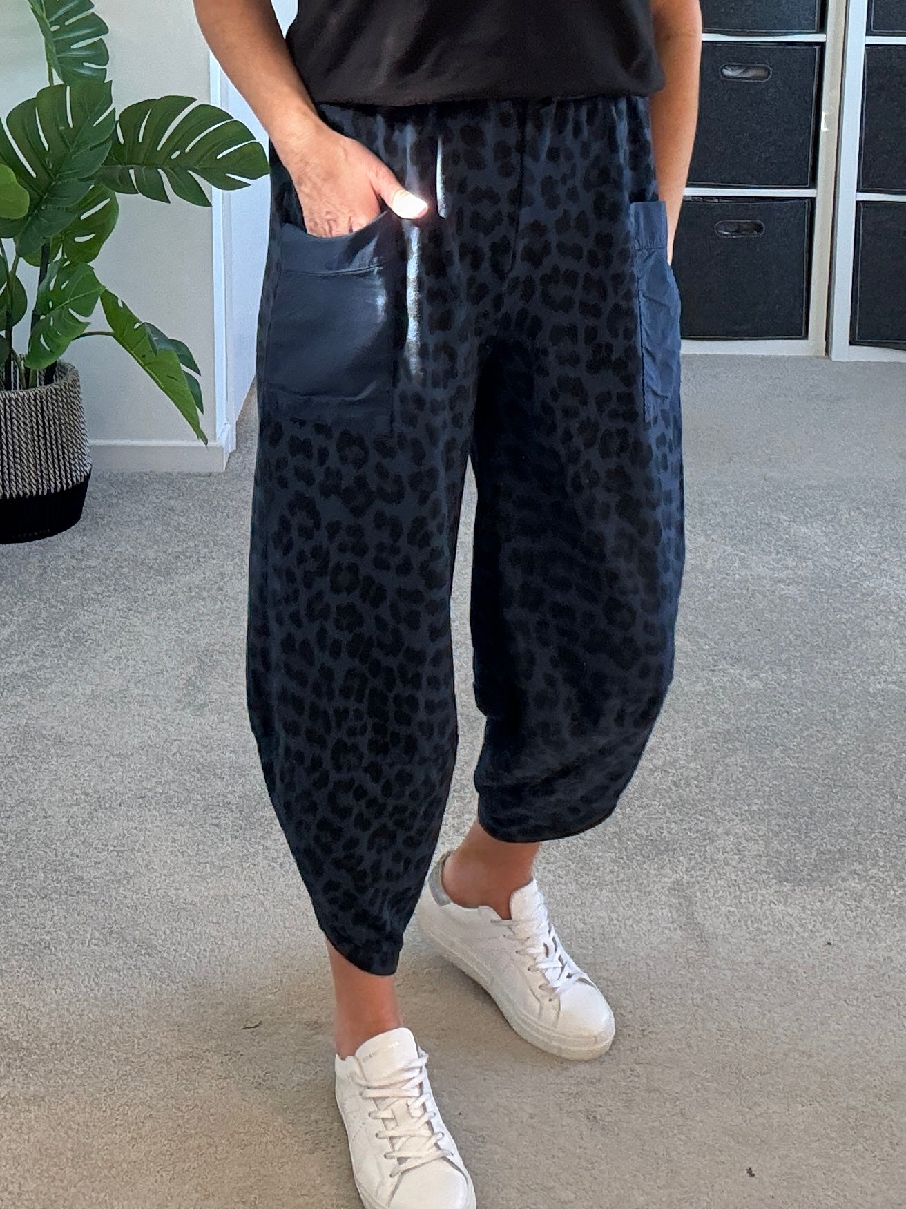 Khaki Leopard Slim Barrel Cargo Joggers
