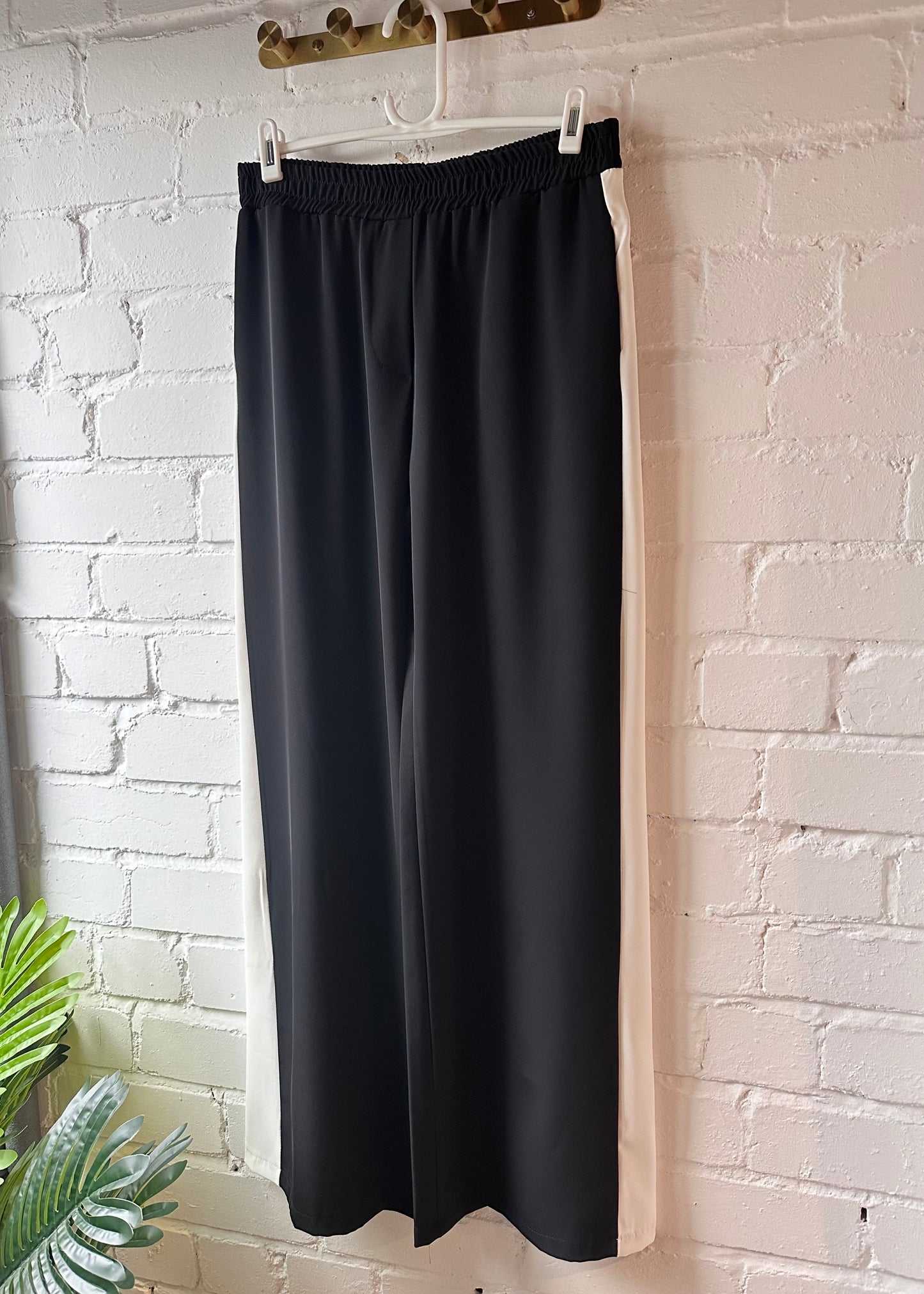 Black/White Stripe Wide Leg Trousers