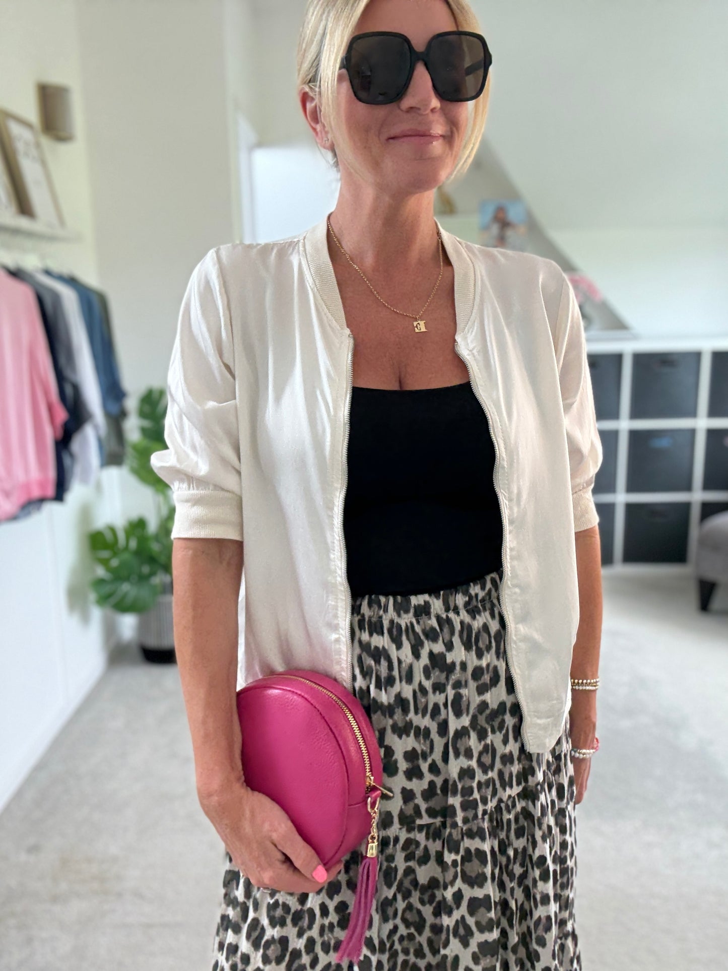 Natural Leopard Tiered Cotton Skirt