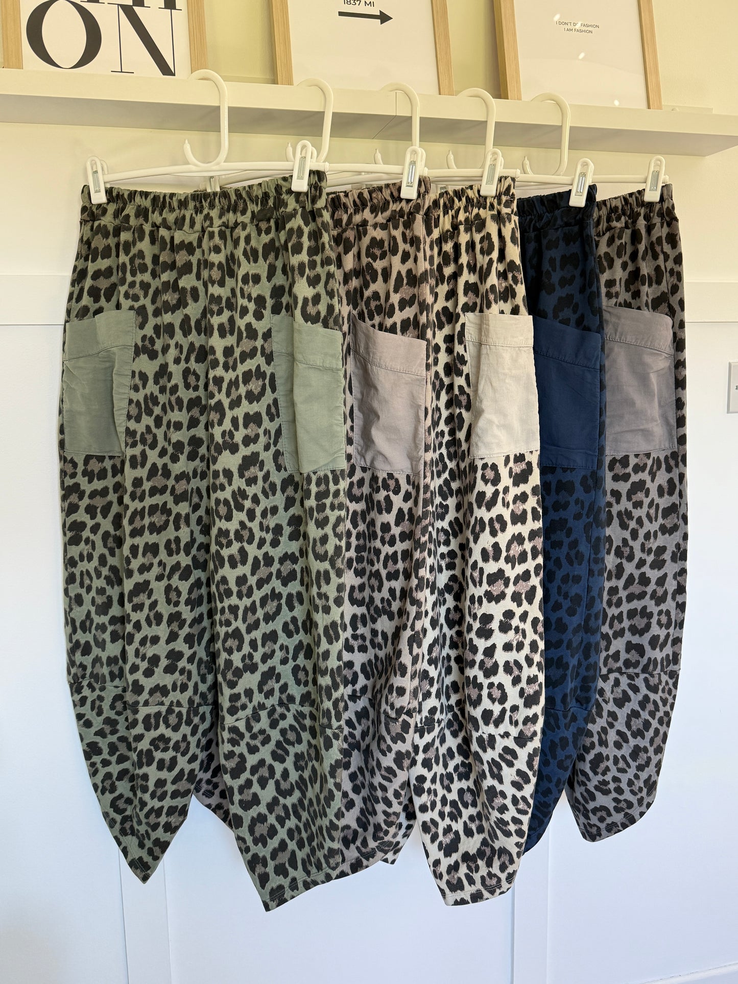 Khaki Leopard Slim Barrel Cargo Joggers