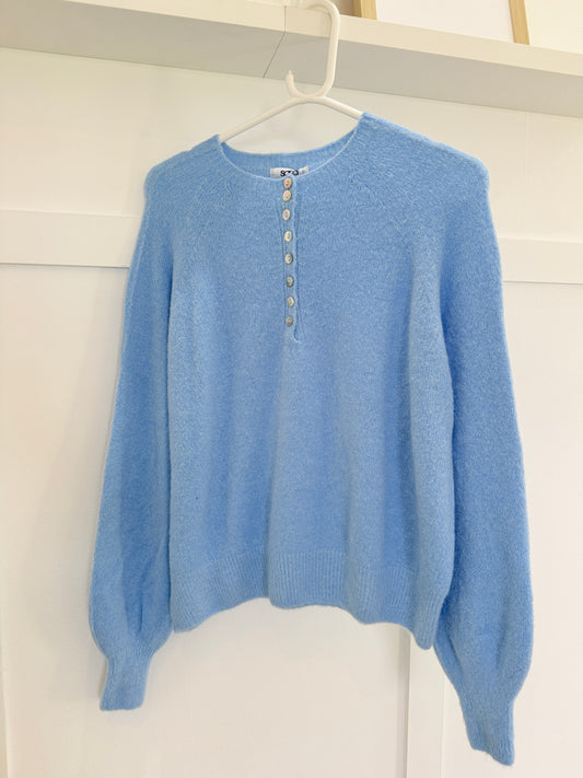 Cornflower Blue Alpaca Mix Button Jumper
