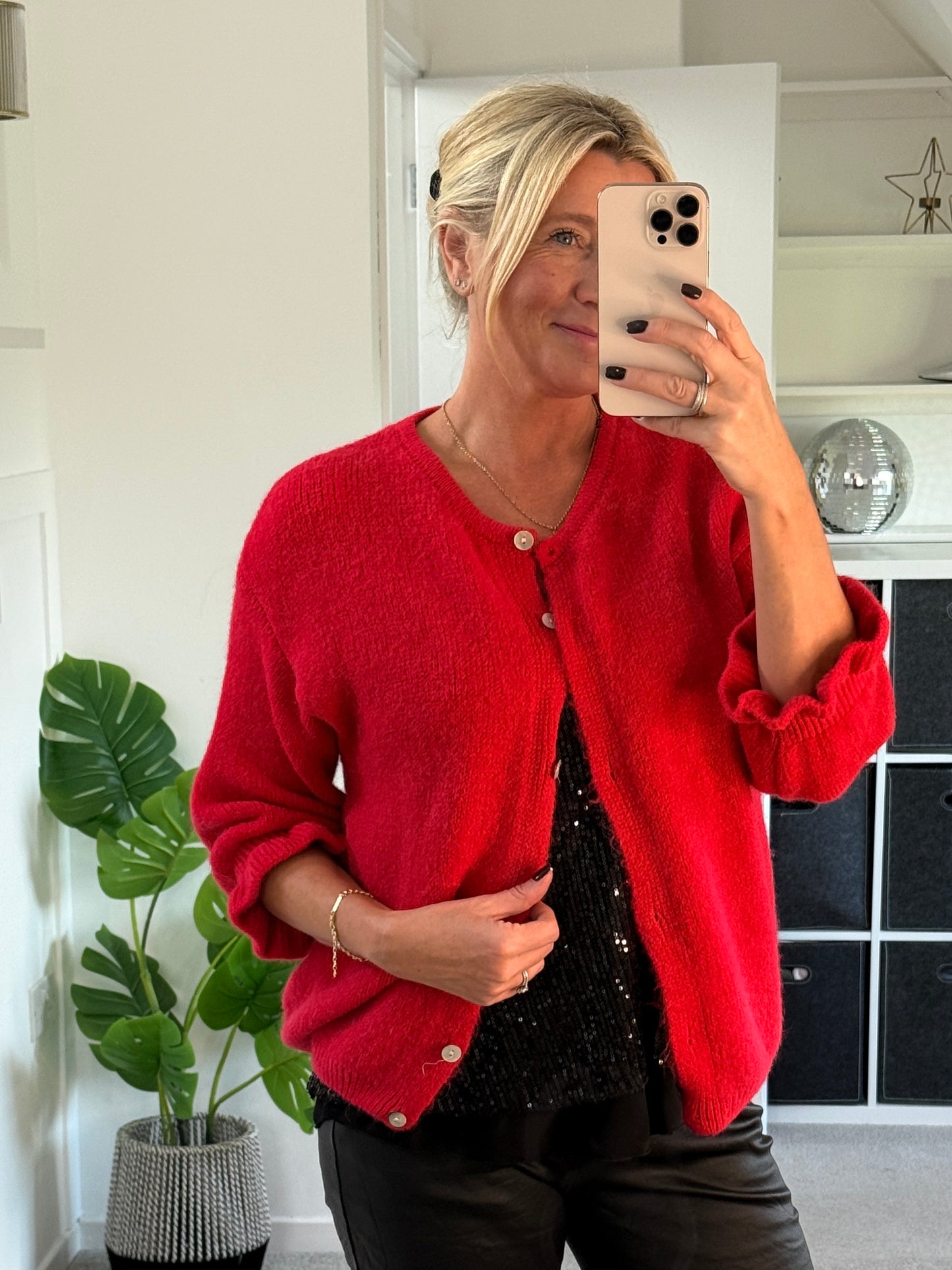 Black Alpaca Mix Frill Sleeve Cardigan