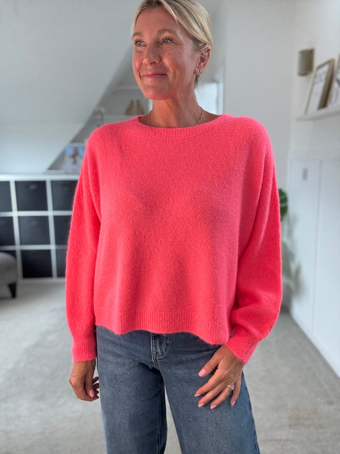 Coral Alpaca Mix Fluffy Jumper