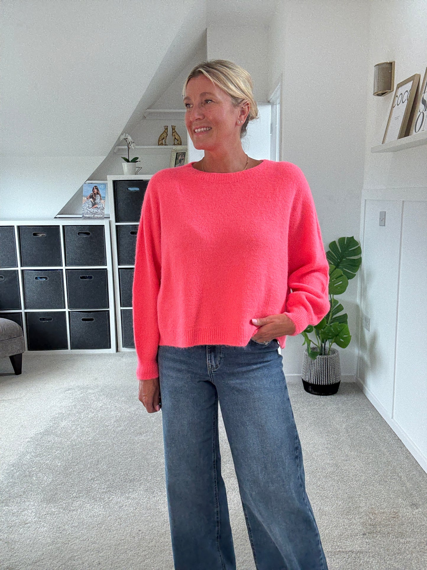 Coral Alpaca Mix Fluffy Jumper