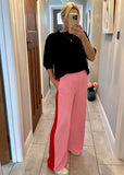 Navy/Pink Stripe Wide Leg Trousers