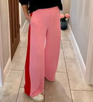 Pink/Red Stripe Wide Leg Trousers