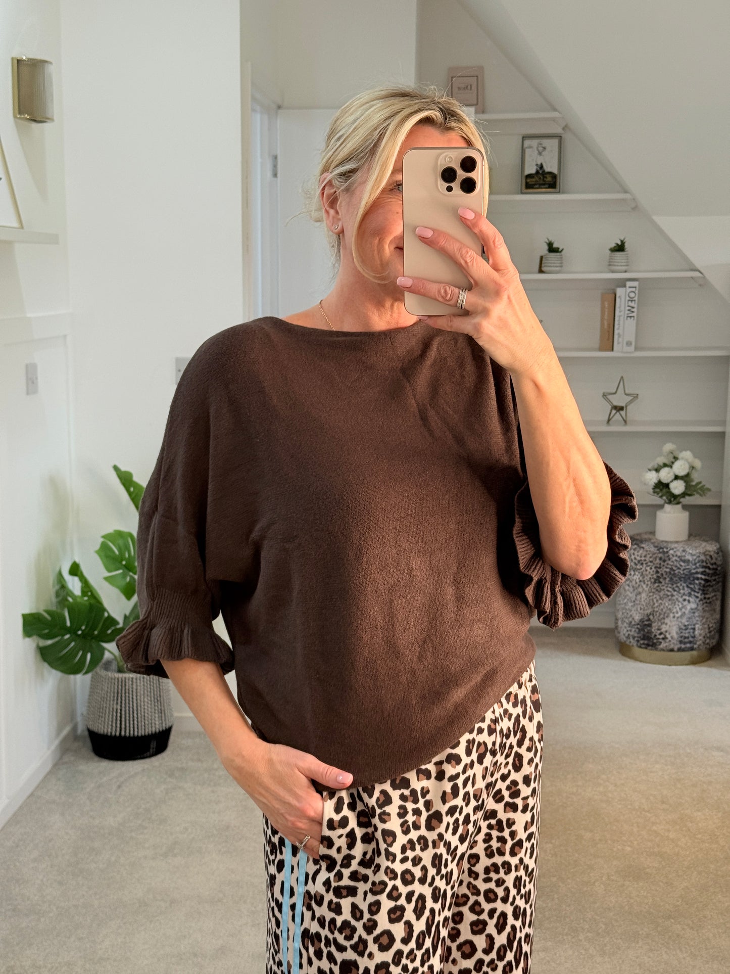 AirForce Blue Frill Sleeve Batwing Jumper