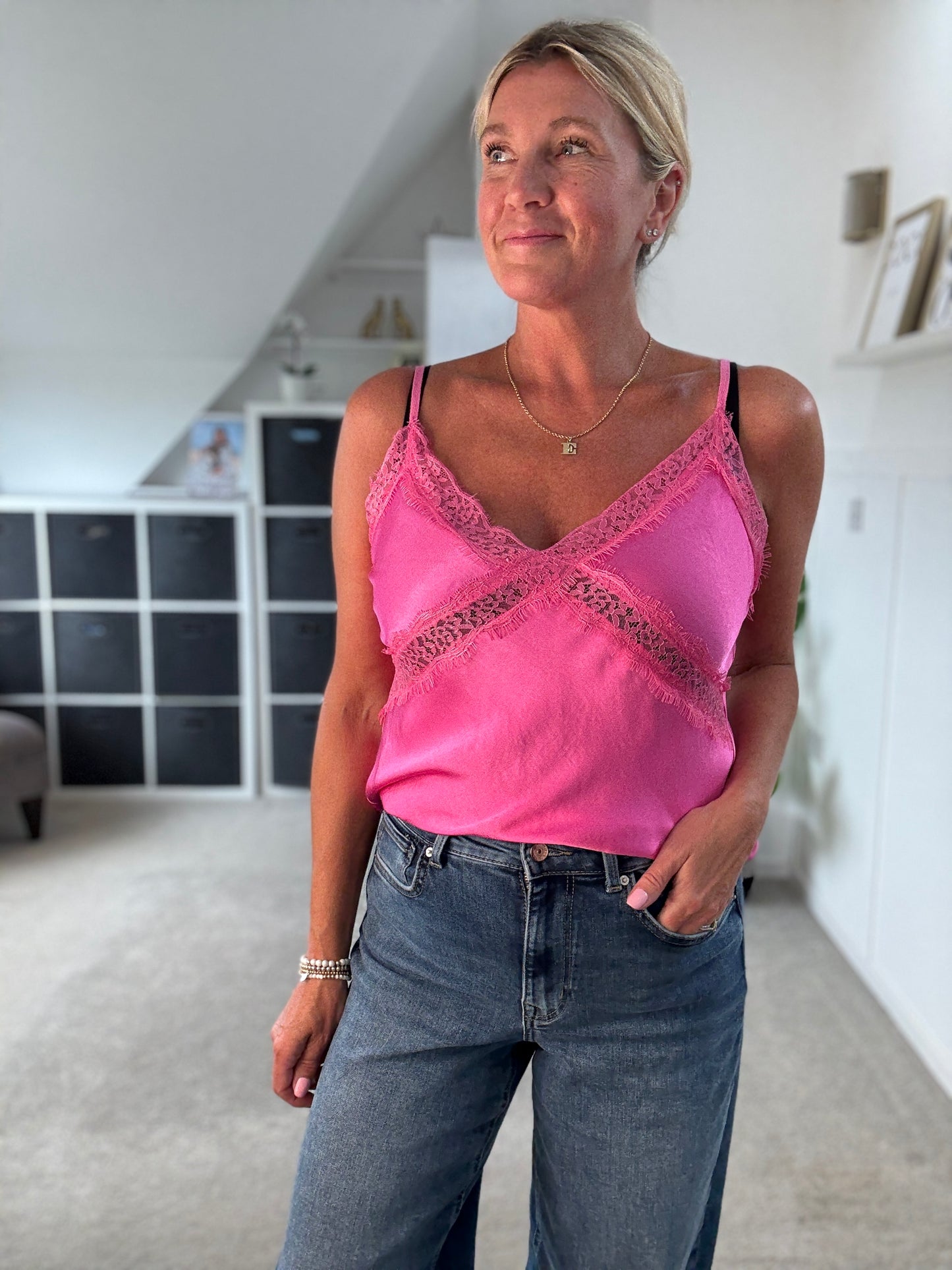 Lace Satin Cami Top