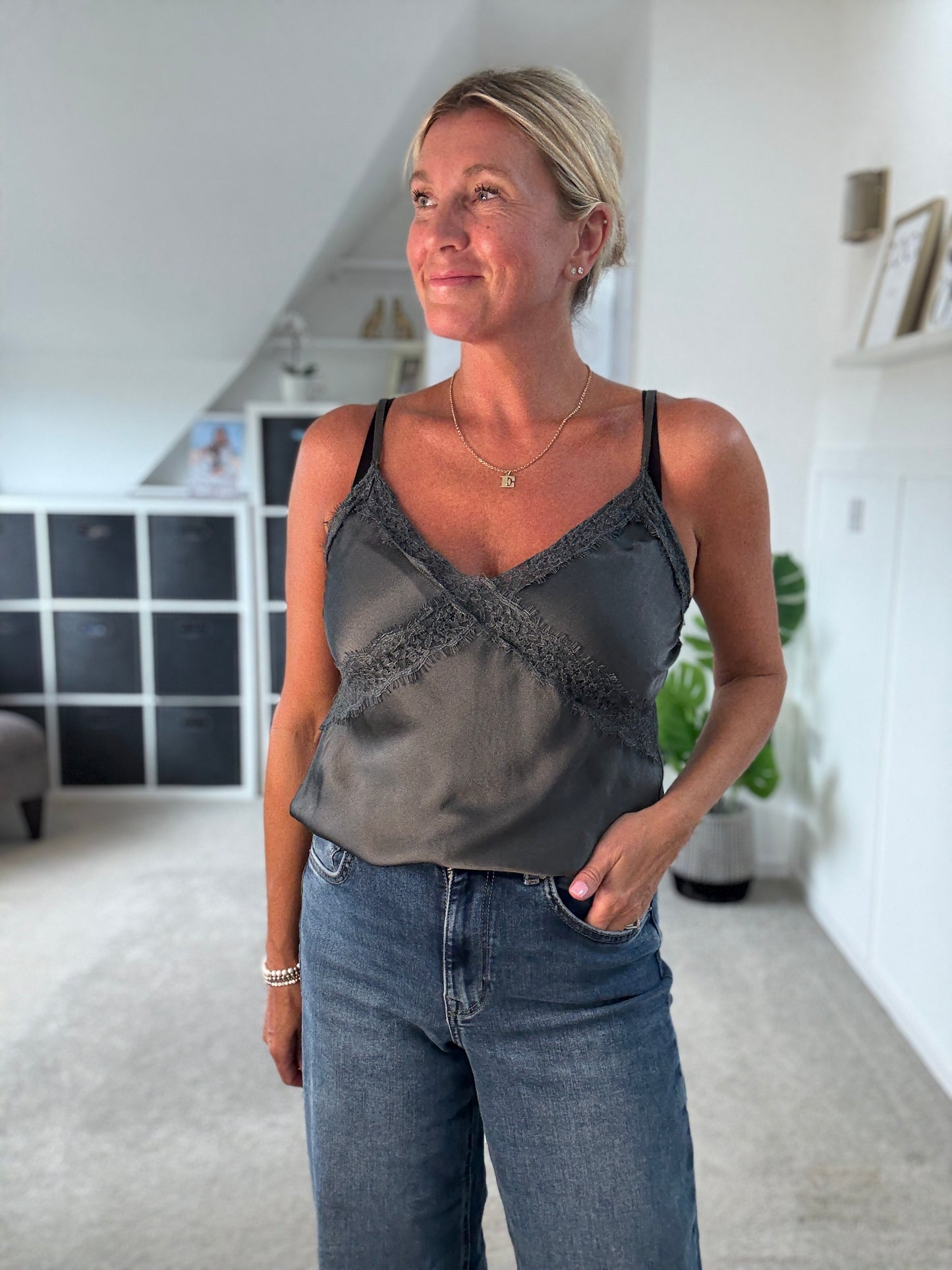 Lace Satin Cami Top