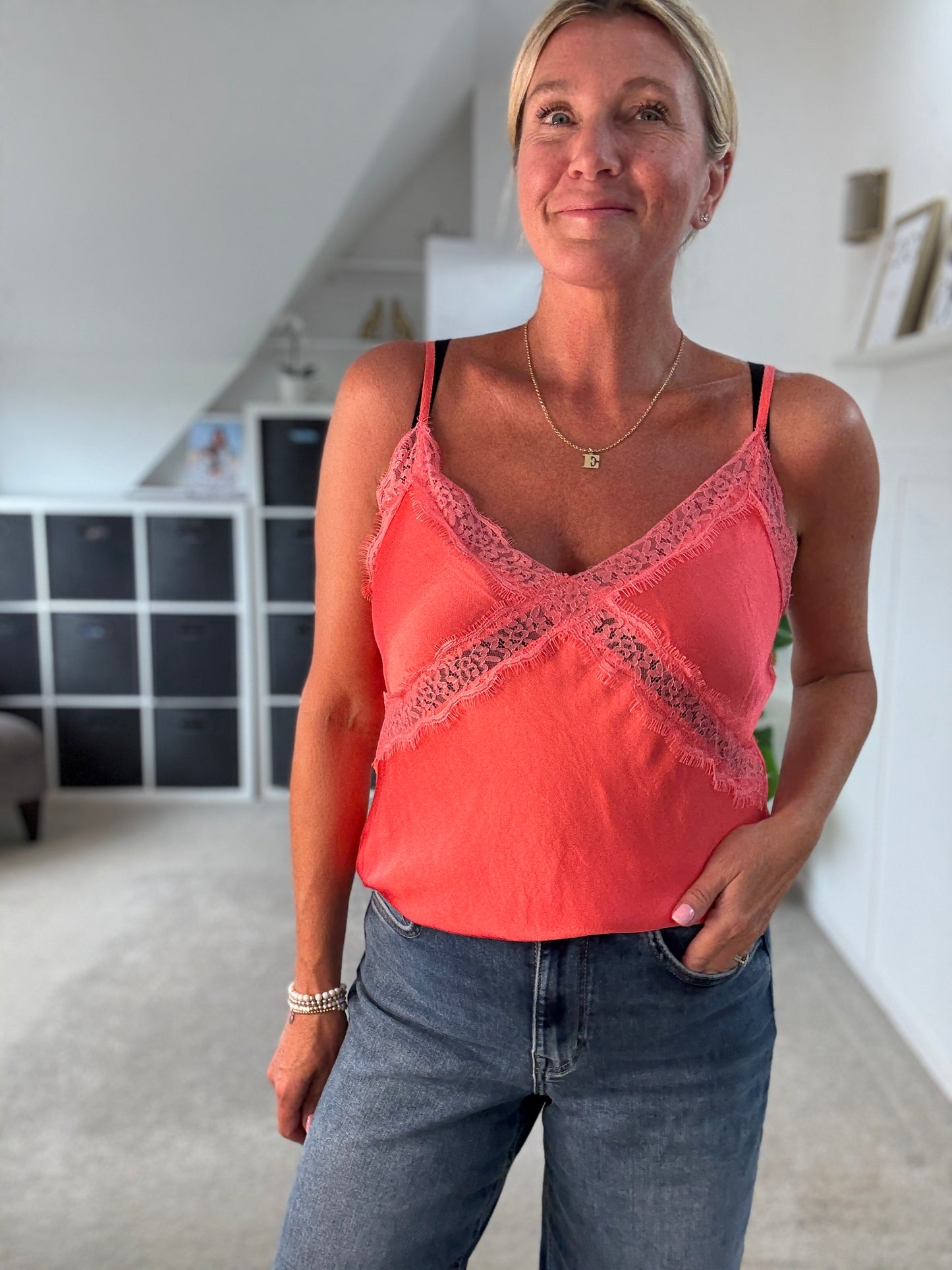 Lace Satin Cami Top