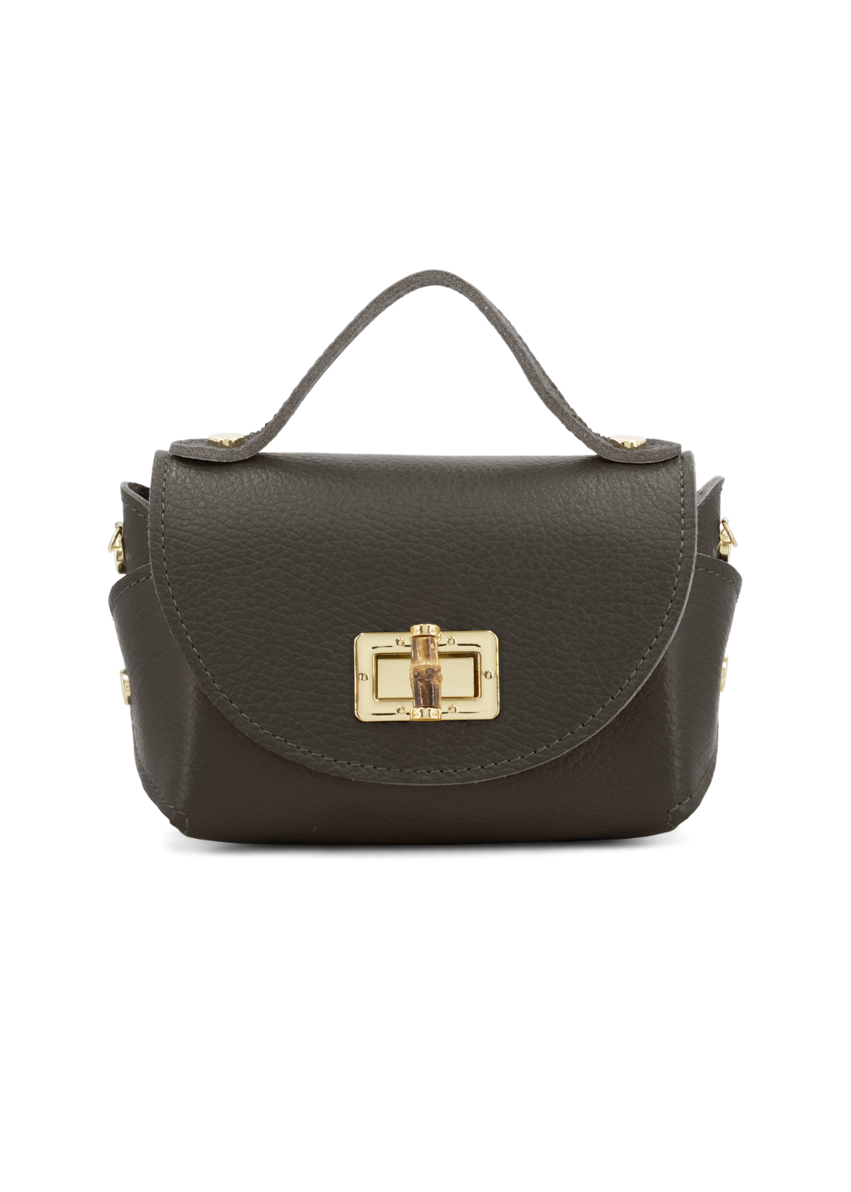 Burgundy Bamboo Twist Lock Leather Mini Bag