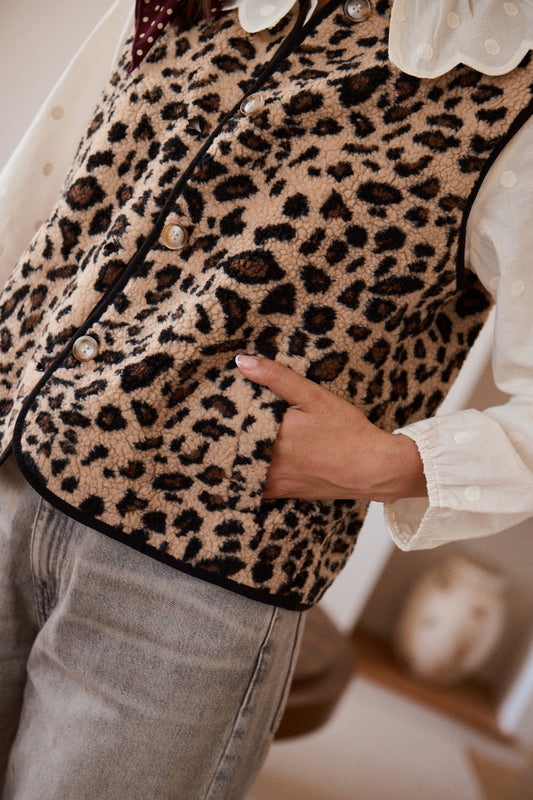 Leopard Teddy Fleece Gilet
