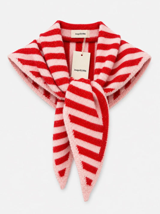 Pink/Red Striped Triangle Neck Scarf