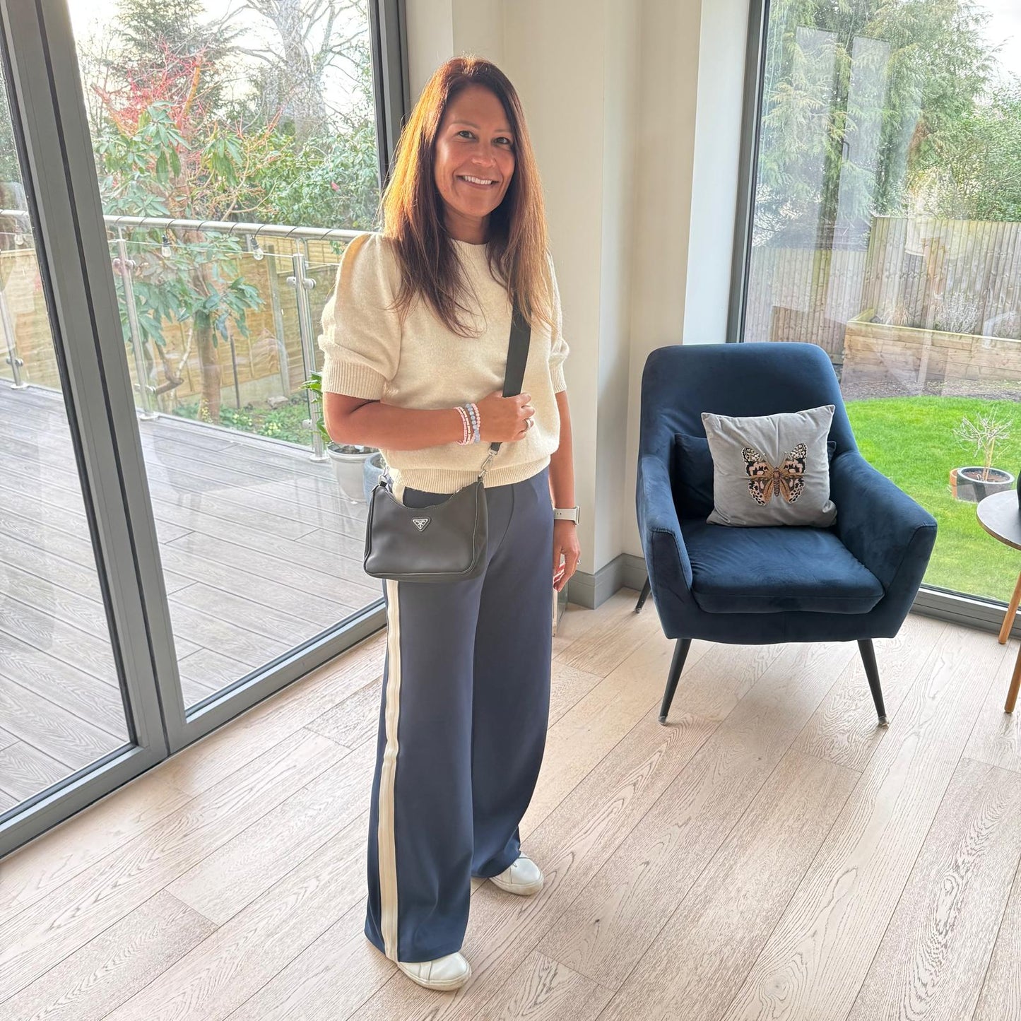 Berlin Navy Panel Wide Leg Trousers