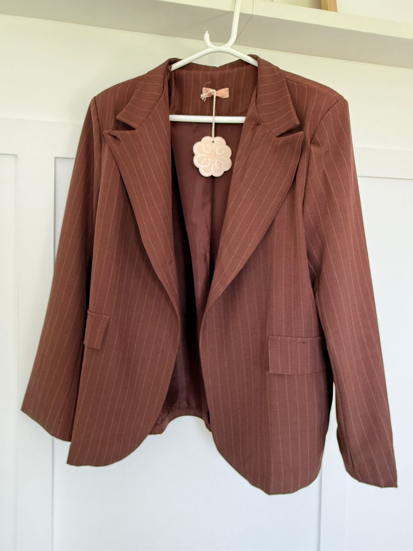 Navy Single Button Pinstripe Blazer