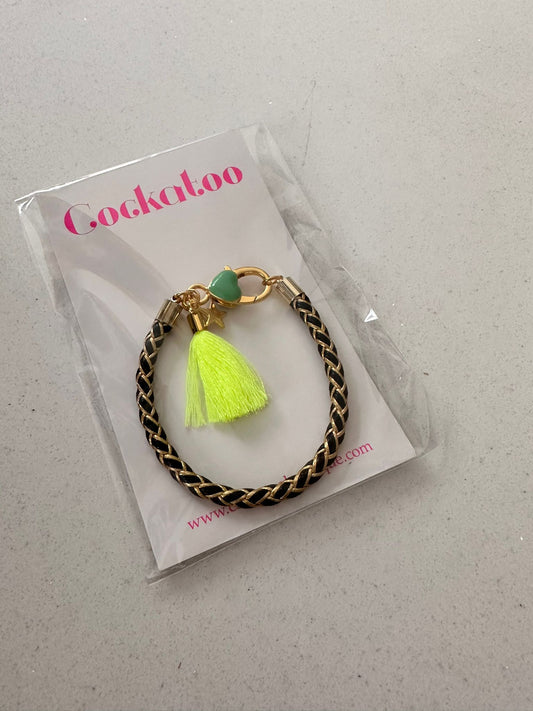 Black & Gold Plaited Bracelet (2 Tassel Colours)