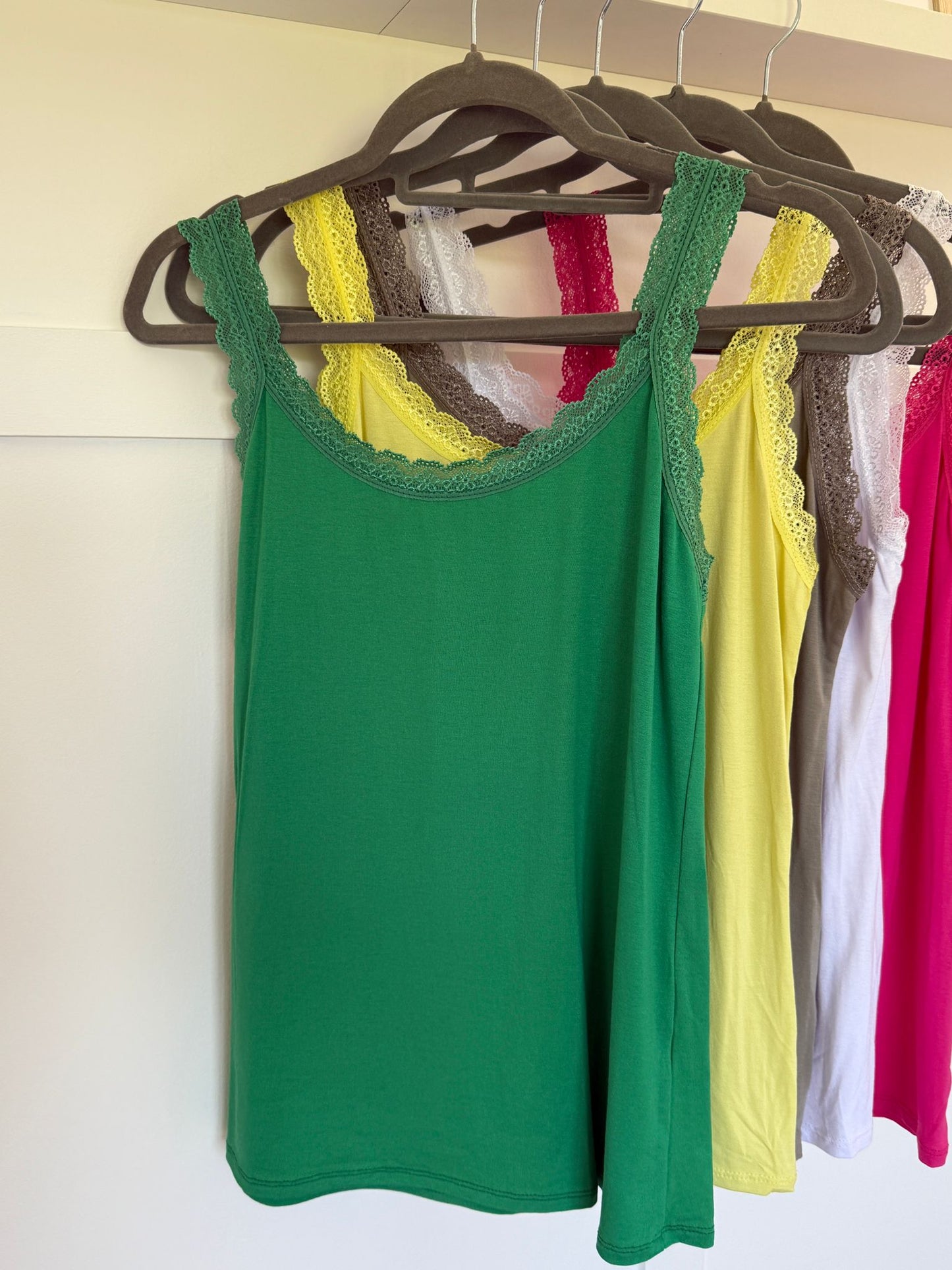 Lace Trim Basic Vest | Lots of Colours