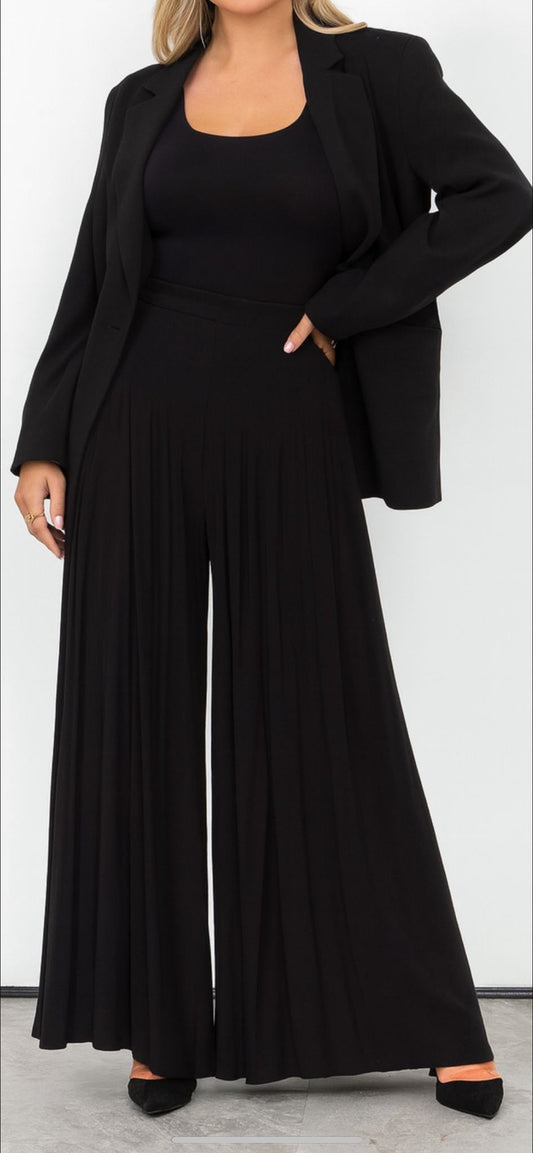 Black Palazzo Wide Leg Trousers