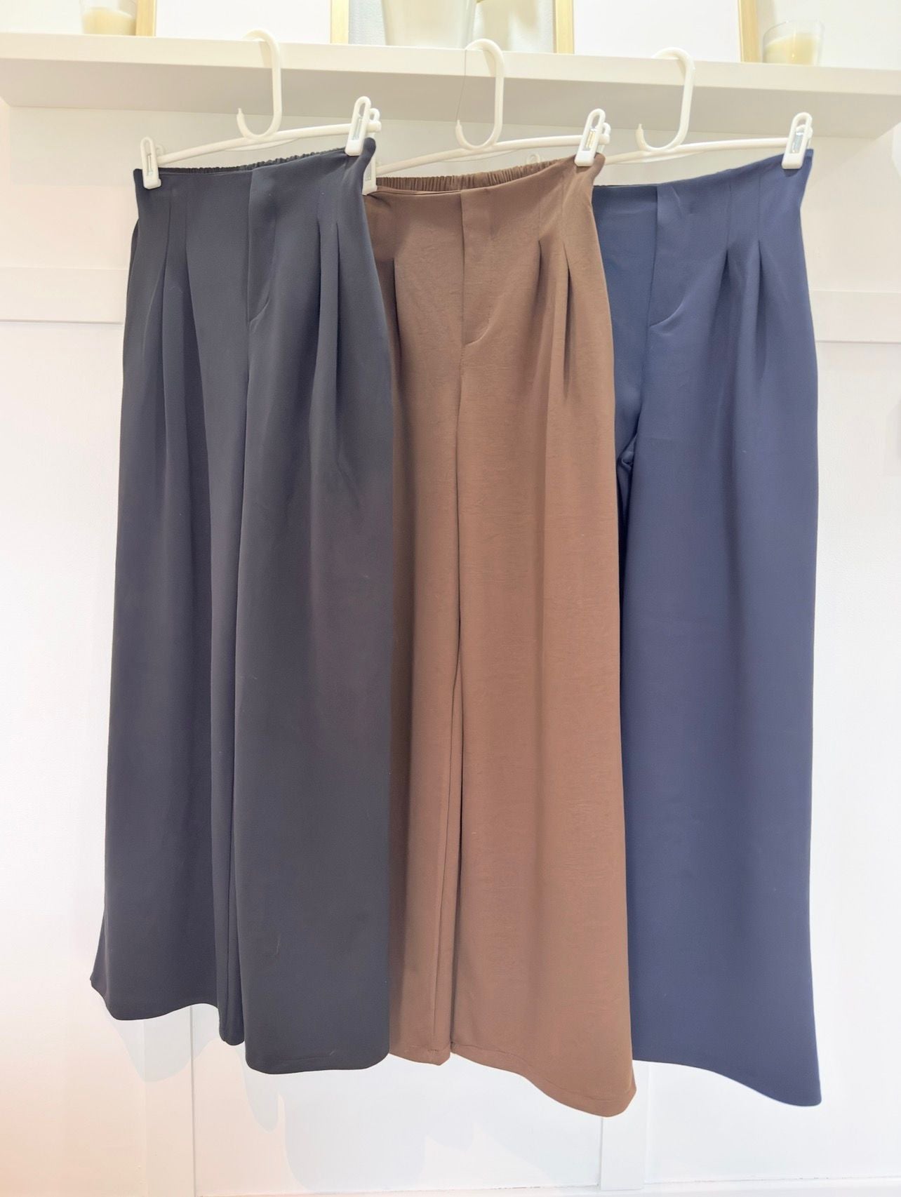 Chocolate Pleat Front Wide Leg Trousers
