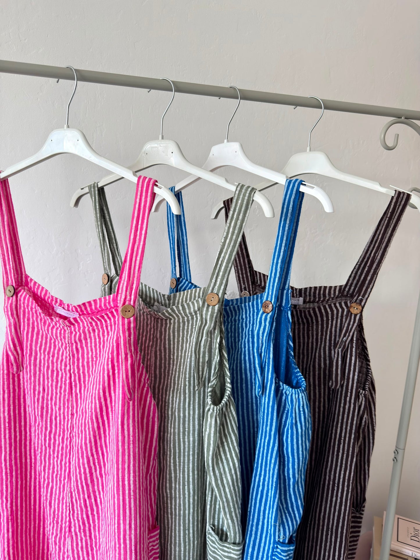 Chocolate Stripe Dungaree Playsuit