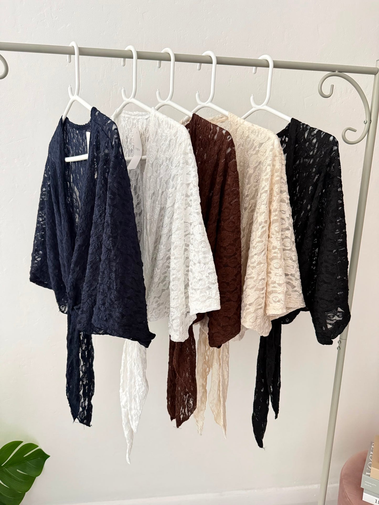 Black Lace Tie Front Bolero Cardigan