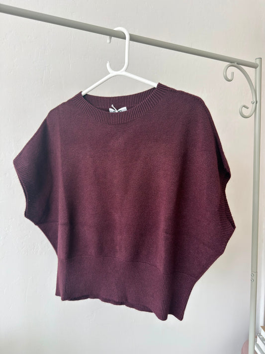 Plum S/Sleeve Batwing Jumper