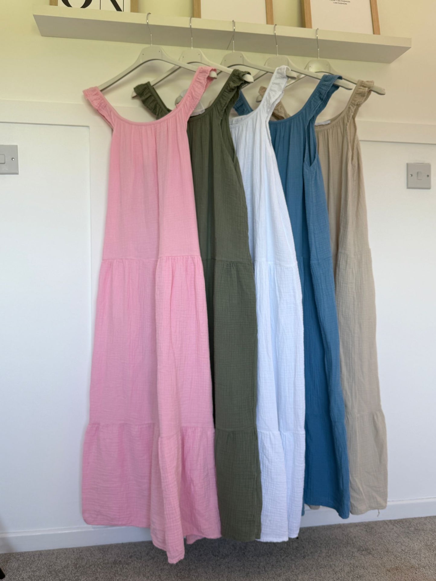 Stone Frill Shoulder Floaty Dress