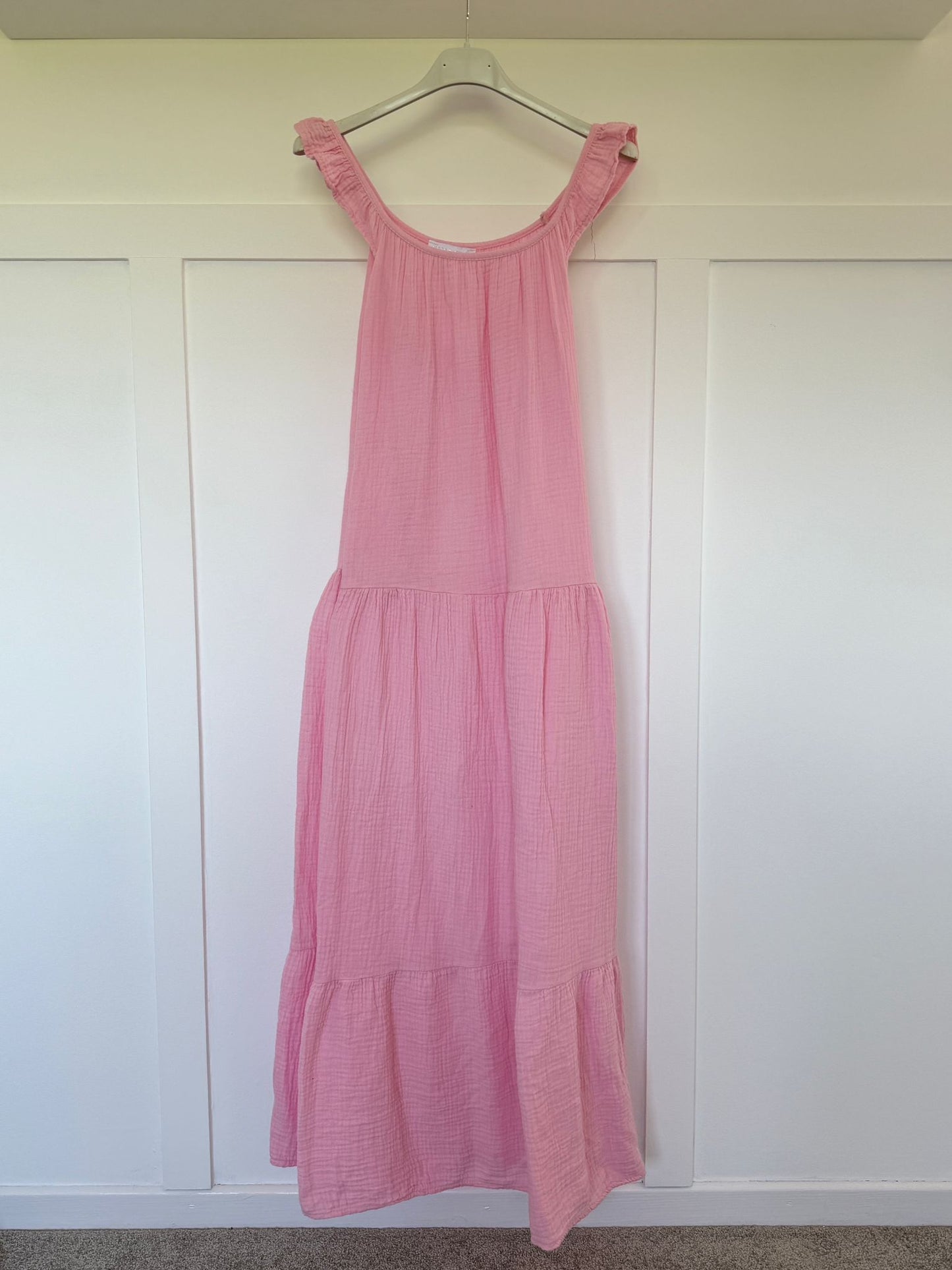 Khaki Frill Shoulder Floaty Dress