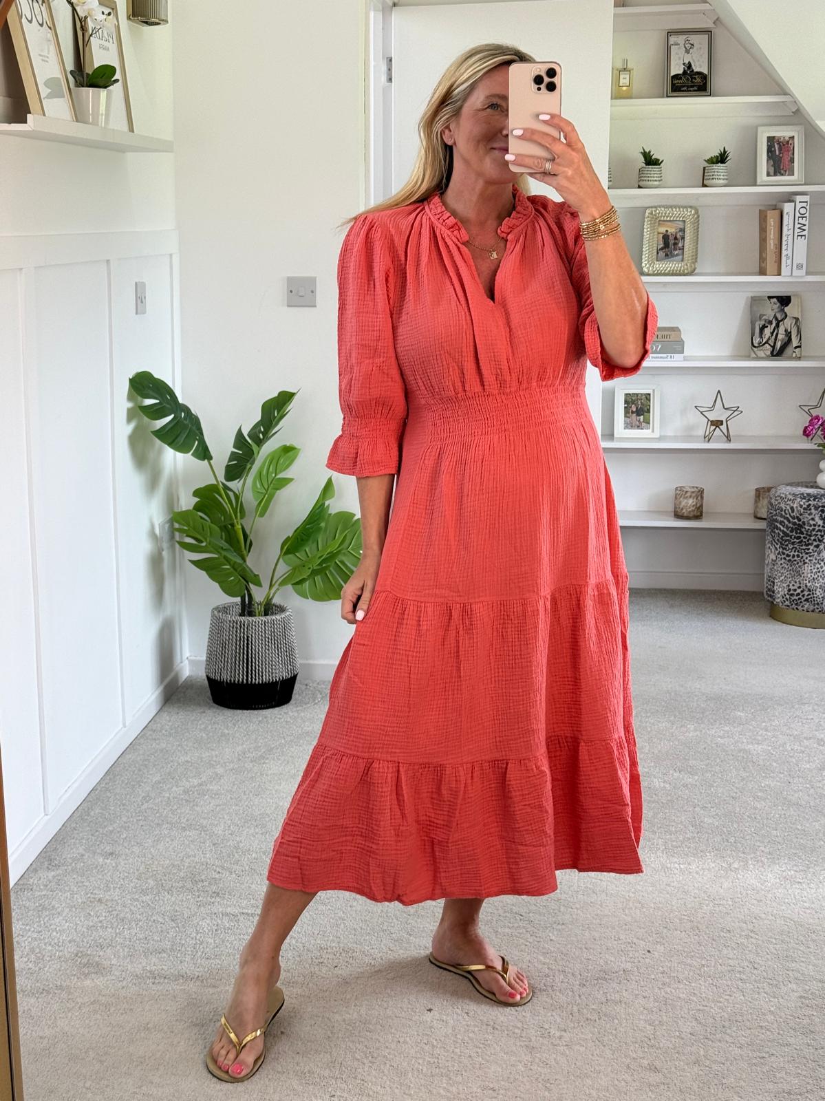 Black Cotton Cheesecloth V-Neck Tiered Dress