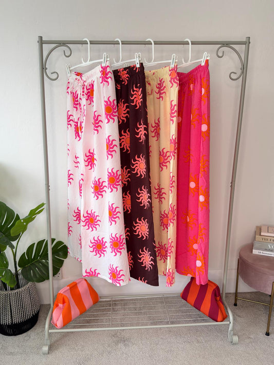 Lemon Sun Print Wide Leg Trousers