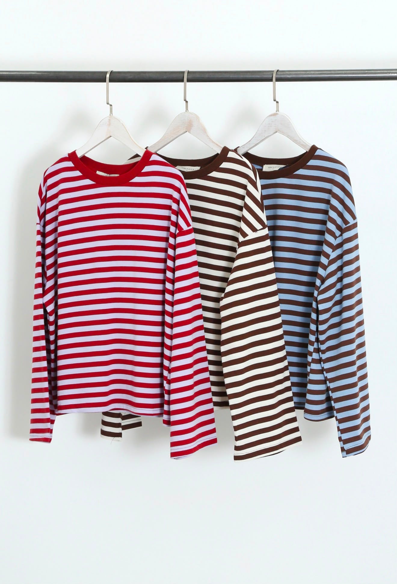 Chocolate/Blue Stripe Relaxed T Shirt