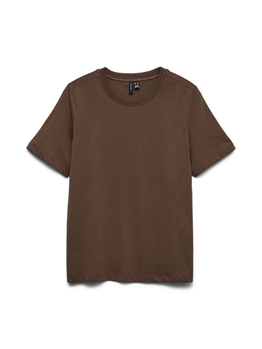 Chocolate Vero Moda Basic Cotton T Shirt