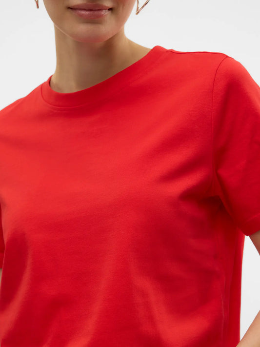 Red Vero Moda Basic Cotton T Shirt