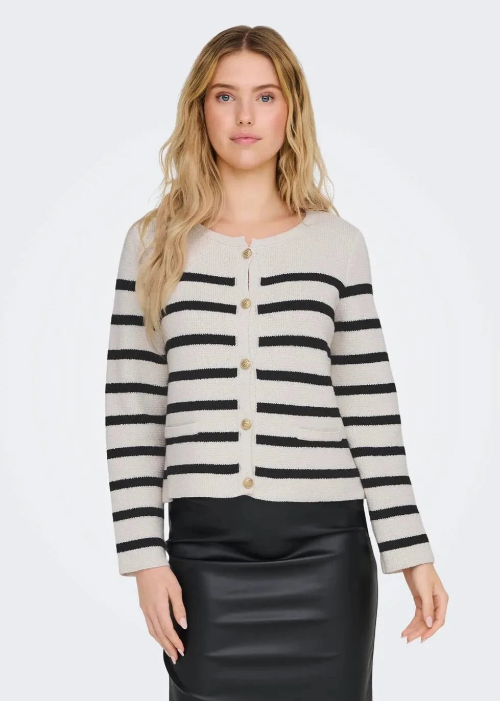 Laura Cream/Black Breton Stripe Cardigan