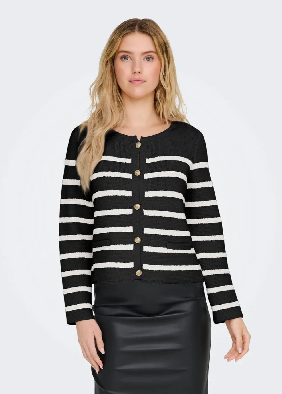 Laura Black/Cream Breton Stripe Cardigan