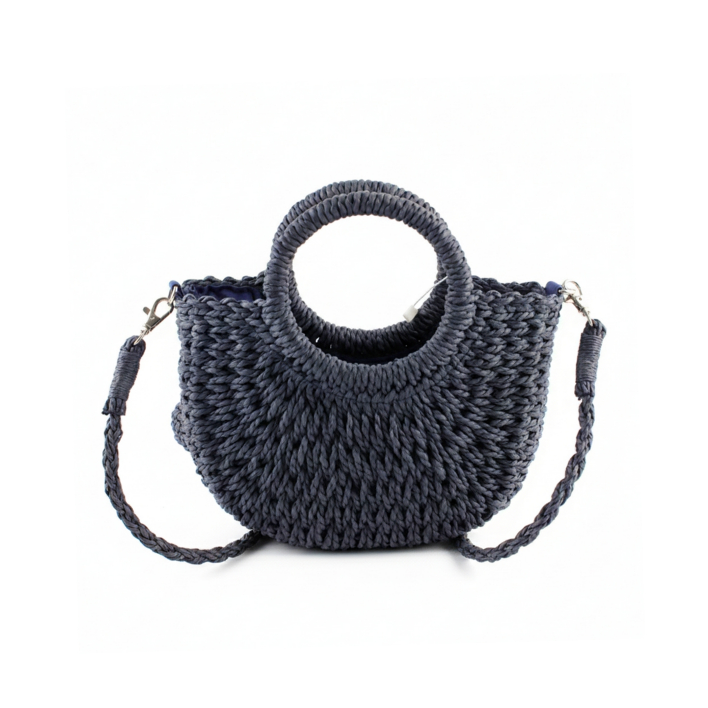 Black Small Basket Top Handle Crossbody Bag