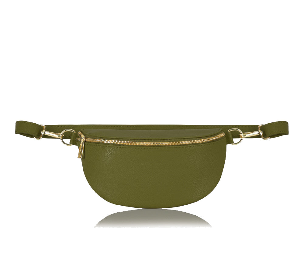 Khaki Leather Bum Bag