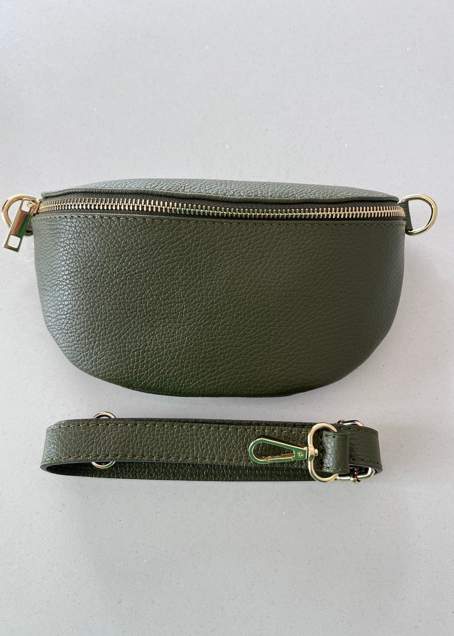 Khaki Leather Bum Bag