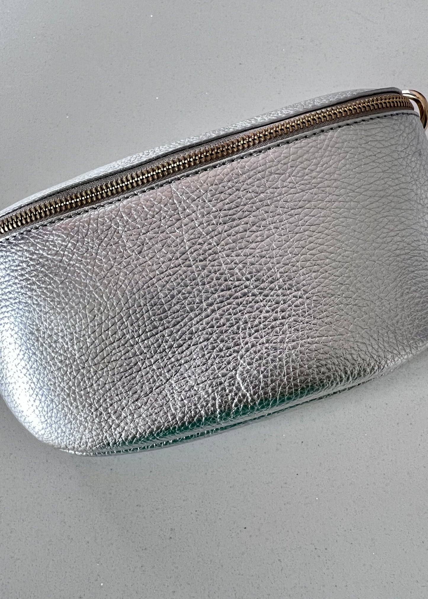 Silver LARGE Leather Bum Bag