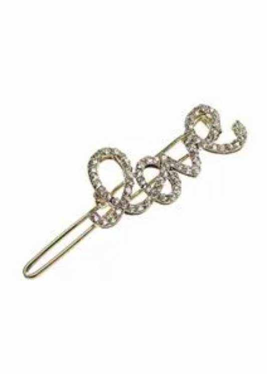 Gold/Diamanté LOVE Hair Clip