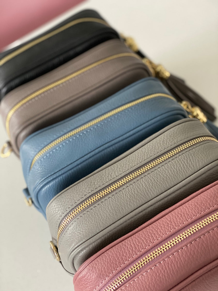 Cinder Leather Tassel Cross Body Bag Boutiquemma