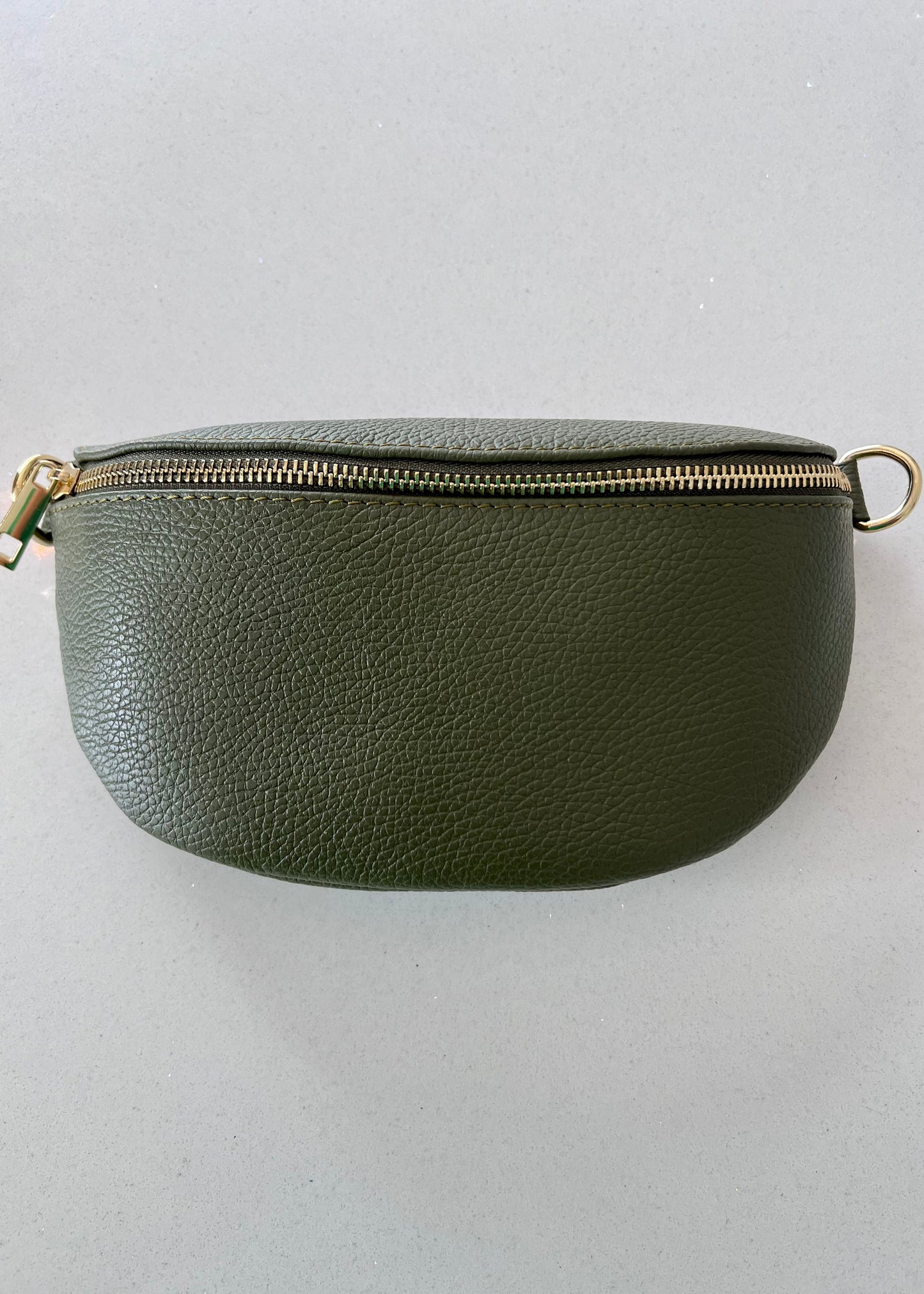 Khaki Leather Bum Bag