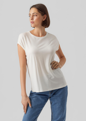 Cream Cap Sleeve T Shirt