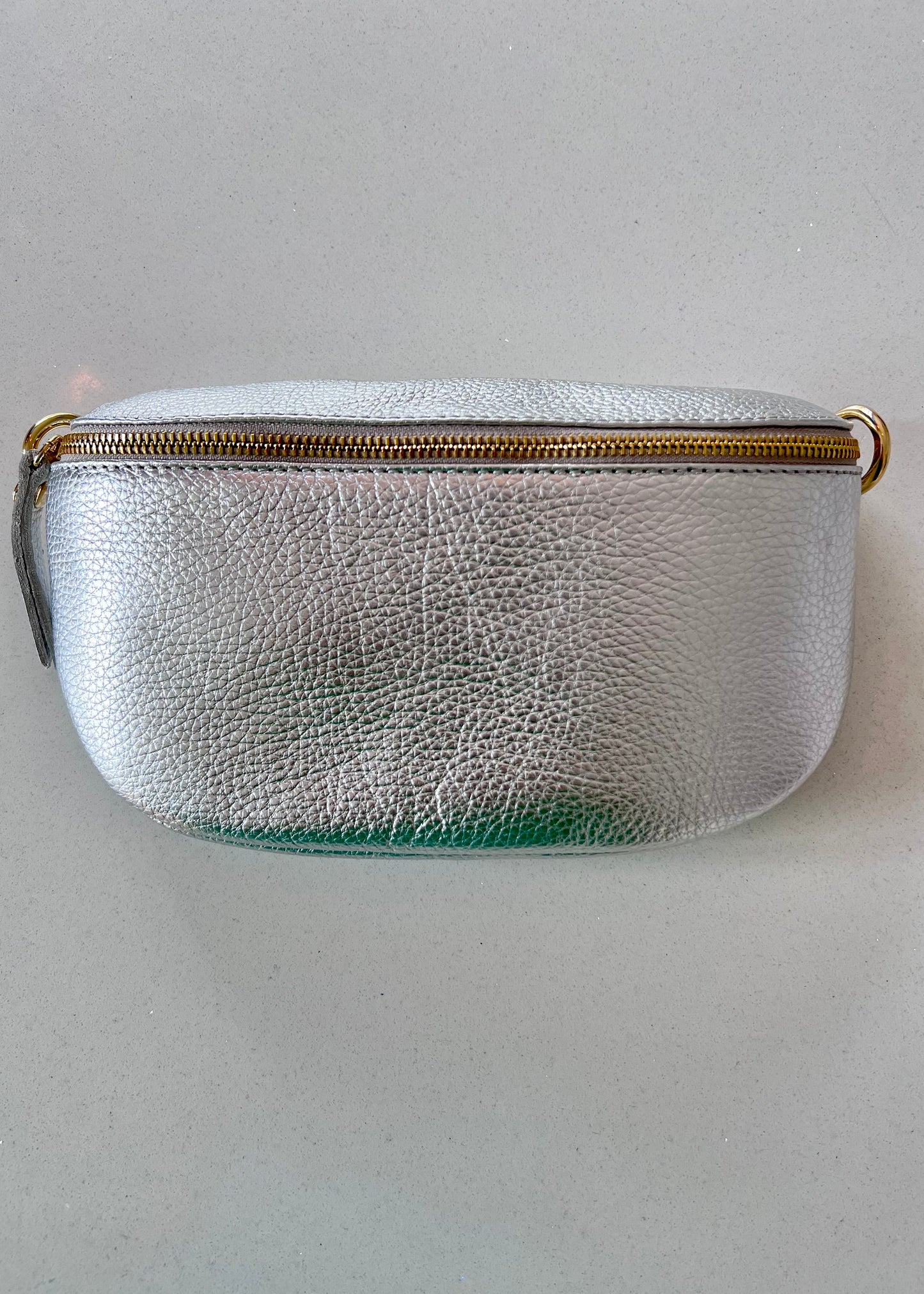Silver LARGE Leather Bum Bag