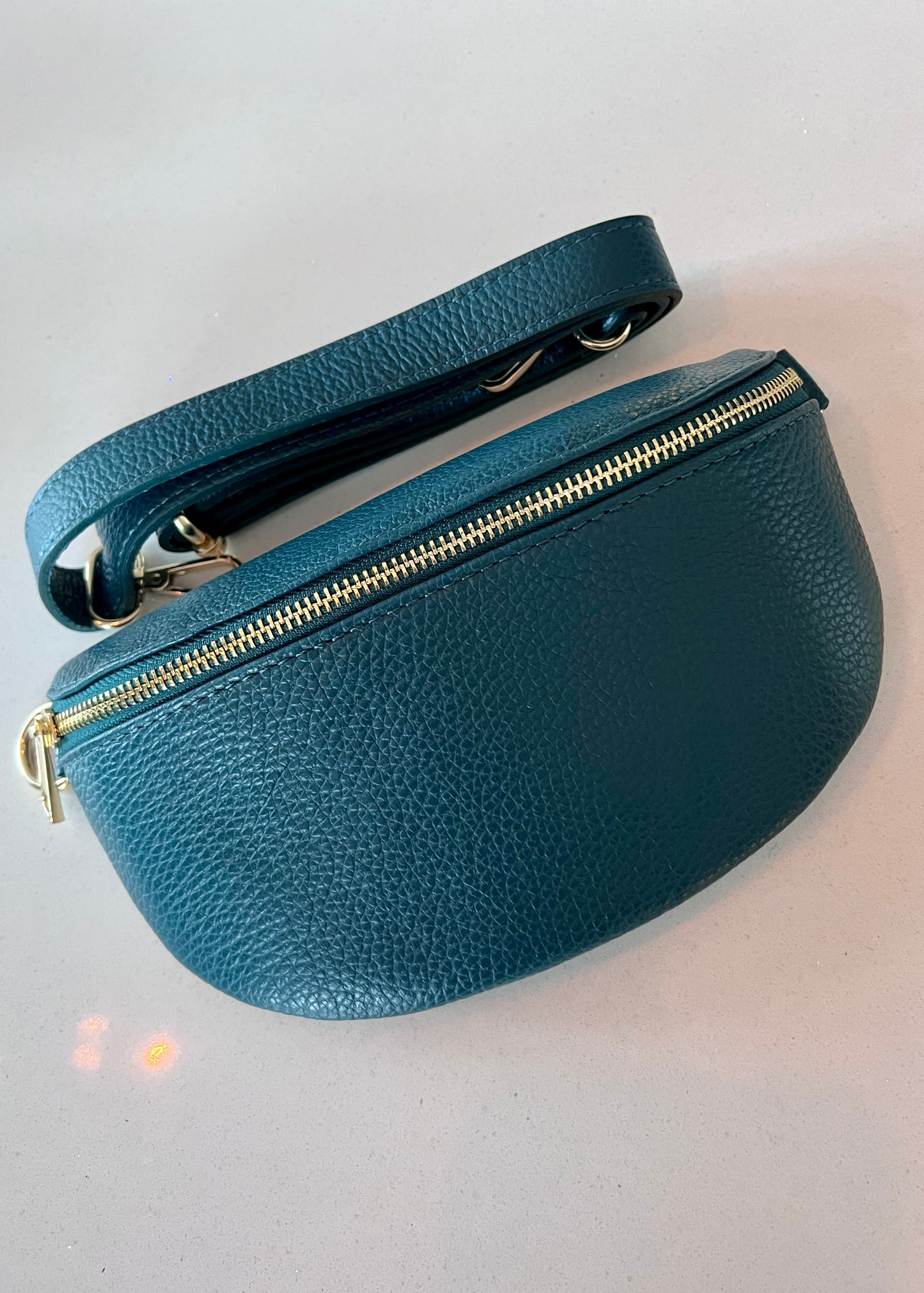 Dark Teal Leather Bum Bag